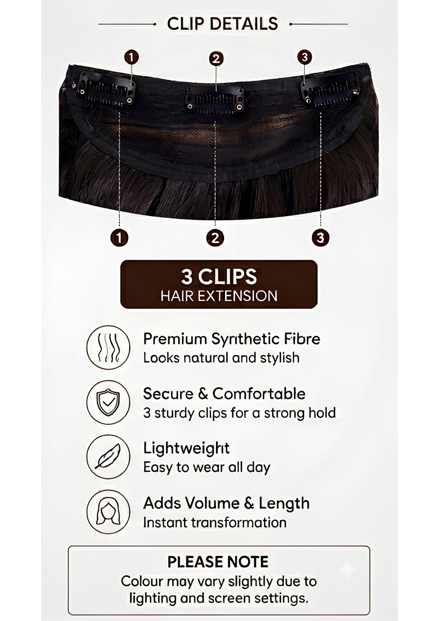 Natural Wavy Black Hair Extension, Layered — detail view
