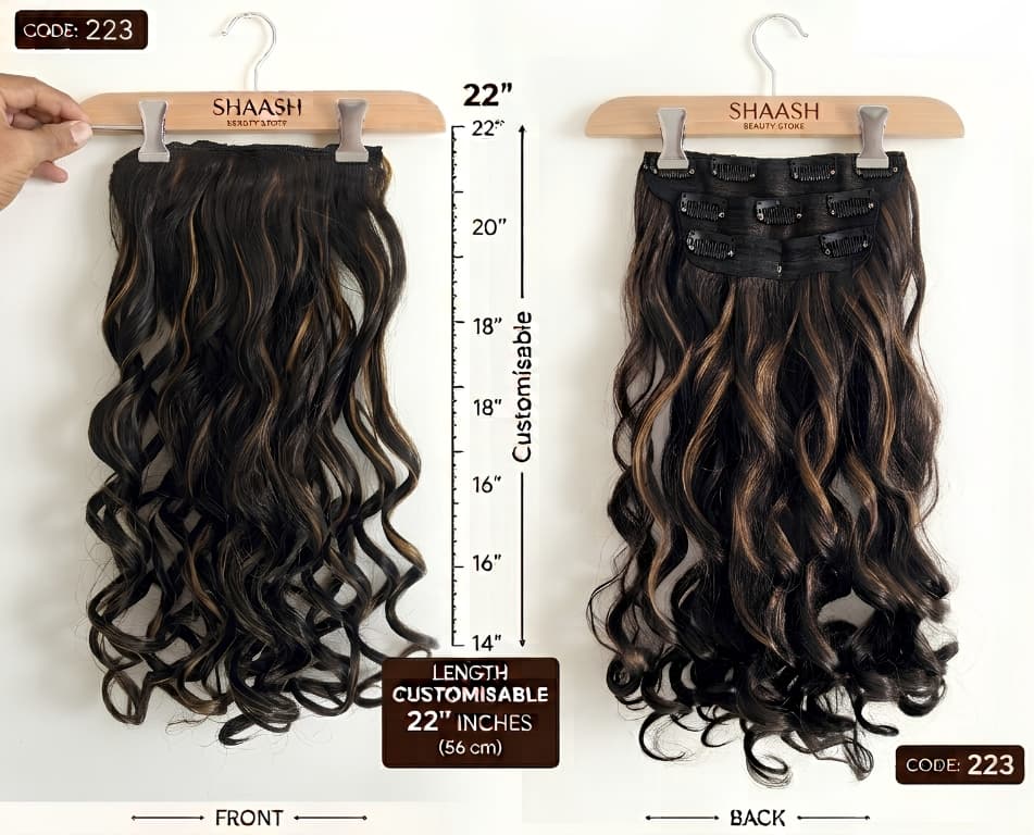Natural Curly Highlights Hair Extension, Full Set — main view